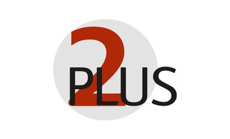 A simple and modern logo with the number "2" in red and the word "PLUS" in black text. The background is round and gray. | © 2-Plus Versicherungsagentur Logo
