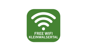 Ein Symbol für kostenloses WLAN im Kleinwalsertal. Es zeigt ein grünes Icon mit WLAN-Symbol und der Aufschrift "FREE WIFI KLEINWALsertal". | © Kleinwalsertal Tourismus